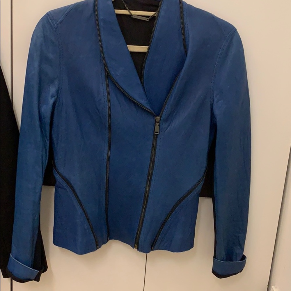 Elie Tahari Blue leather jacket